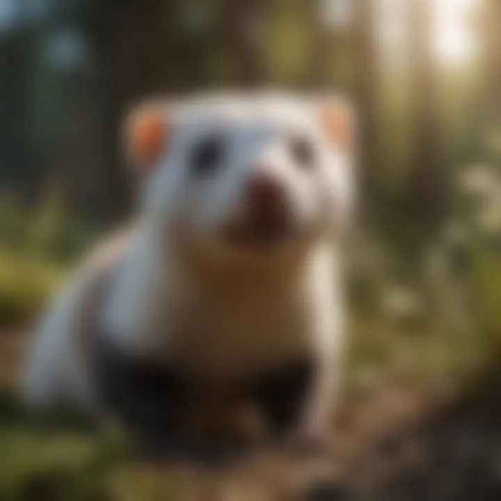 A playful ferret exploring its surroundings