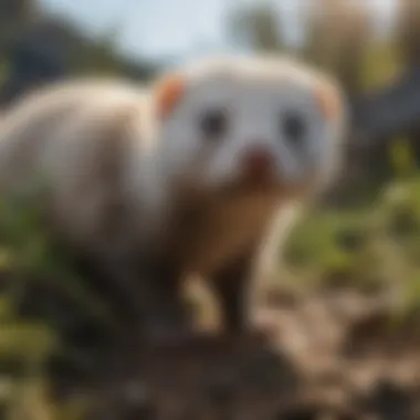 A ferret exploring its environment