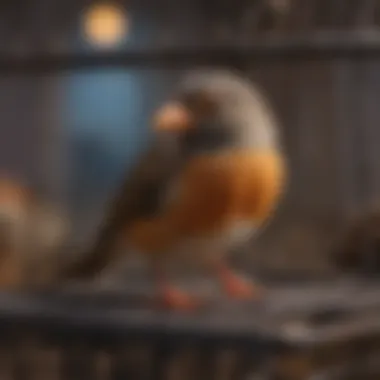 A lively bird engaging in play atop its cage, illustrating the importance of physical activity