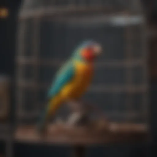 Colorful bird perches arranged in a cage
