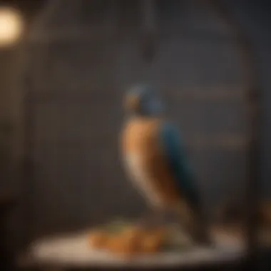 Pet bird enjoying a safe and cozy environment on a birdcage chair