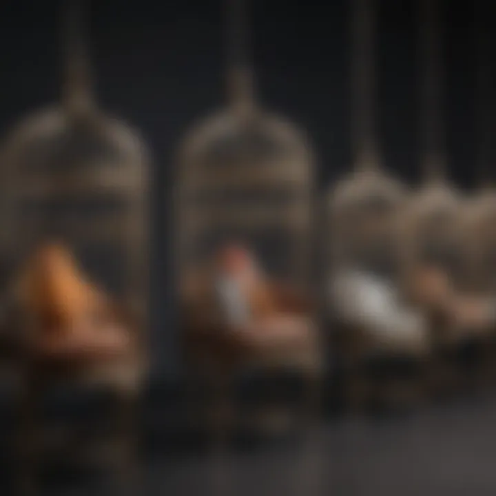 Unique styles of birdcage chairs displayed side by side