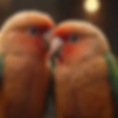 Charming Lovebirds cuddling together