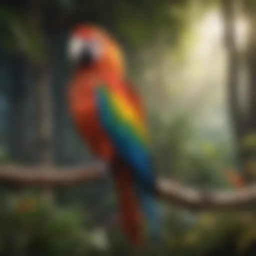 Colorful Macaw perched on a branch