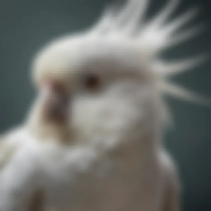 A majestic white parakeet displaying its stunning plumage