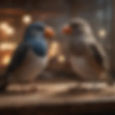 Avian Interaction in a Dual Cage Birds interacting in a spacious dual cage environment