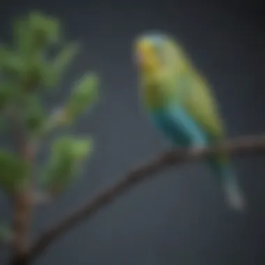 A charming budgerigar perched on a branch, showcasing its vibrant plumage