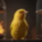 A colorful canary singing joyfully in its cage