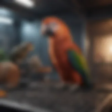 A spacious flightcage tailored for large parrots Spacious flightcage designed for large parrots