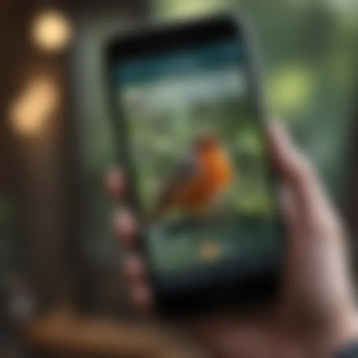 User interface of a bird call identification app on a smartphone