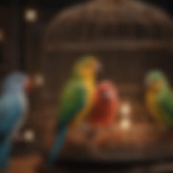 Different types of love bird cages arranged for comparison, highlighting various styles.