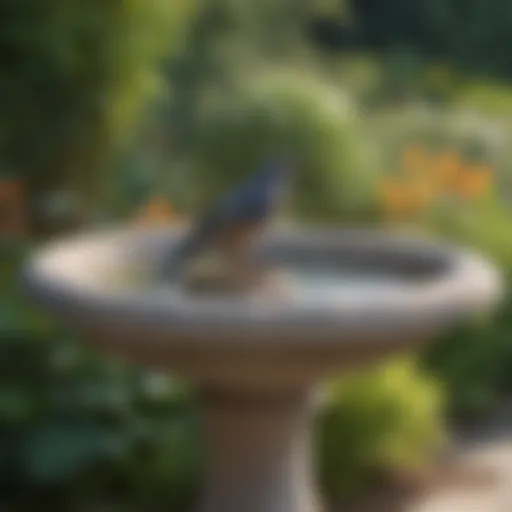 A beautifully crafted stone bird bath in a garden setting