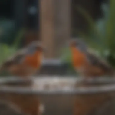 A variety of bird species enjoying a heated bird bath