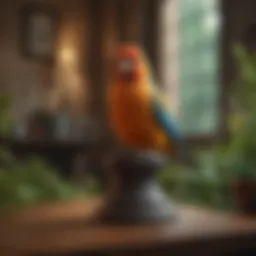 Pet bird surrounded by harmonious decor