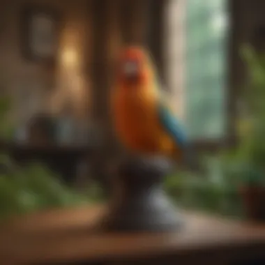 Pet bird surrounded by harmonious decor