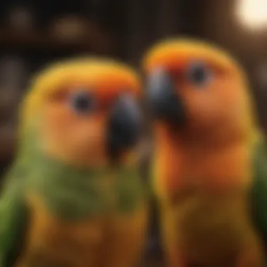 Bird enthusiast interacting with a conure