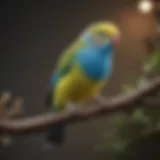 A colorful budgerigar perched on a branch