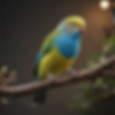 A colorful budgerigar perched on a branch