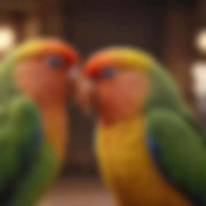 A lively lovebird interacting with its owner