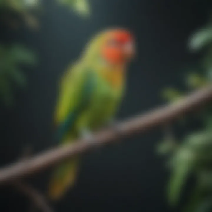 Colorful parakeet perched on a branch