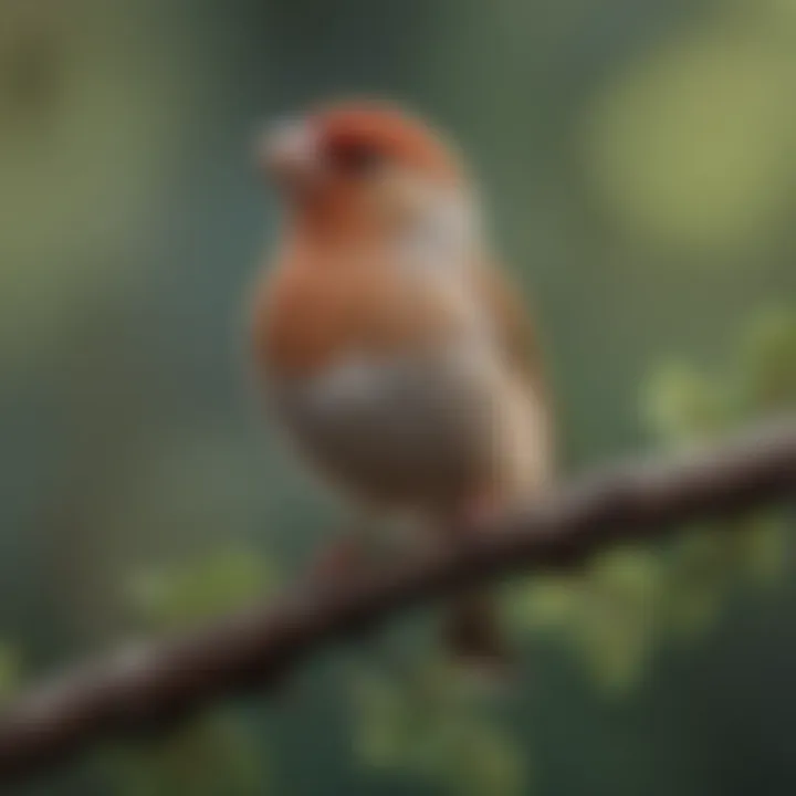 An elegant finch perched on a delicate branch, showcasing its subtle beauty