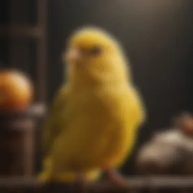 A serene canary singing in its cage, highlighting its joyful demeanor