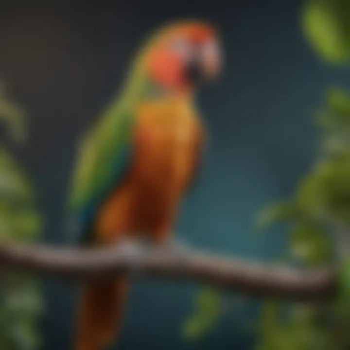 A vibrant parrot perched on a branch, illustrating the beauty of pet birds.