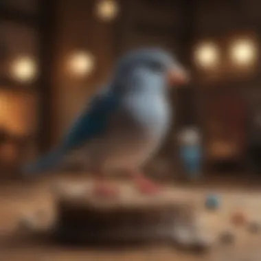 Social Behavior of Small Pet Birds Small pet birds interacting and playing with toys