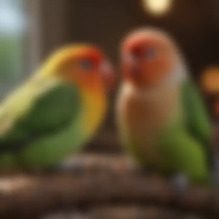 A delightful lovebird in a cozy environment, highlighting its affectionate nature.