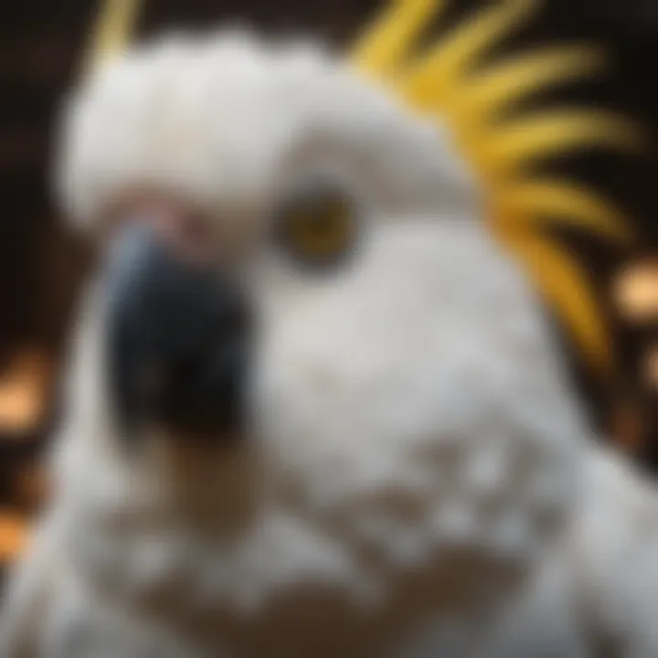 A close-up of a cockatoo showcasing its expressive facial features.