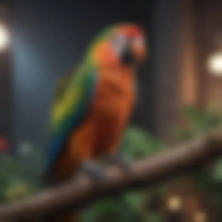 Colorful parrot perched on a branch