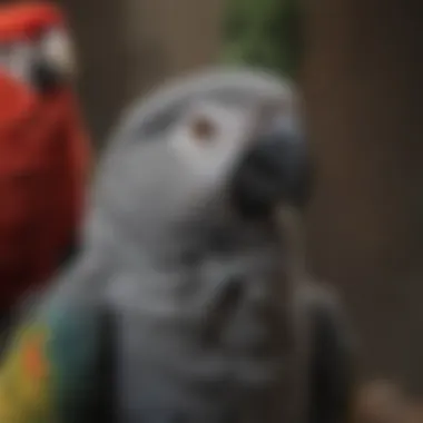 Close-up of a Congo Grey African Parrot displaying vibrant feathers