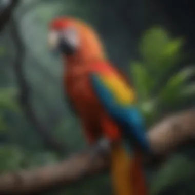 Majestic Macaw in its Natural Habitat A vibrant macaw perched on a branch in its natural habitat.