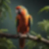 A vibrant parrot perched on a branch, showcasing its colorful feathers