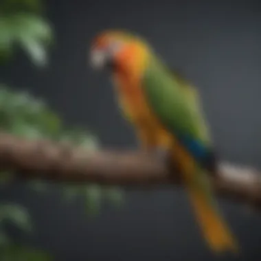 A healthy parrot perched on a branch, illustrating the benefits of flight.