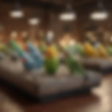 Different types of parakeet beds displayed together