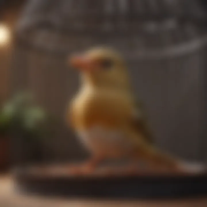 A bird perched happily inside a spacious, well-designed cage