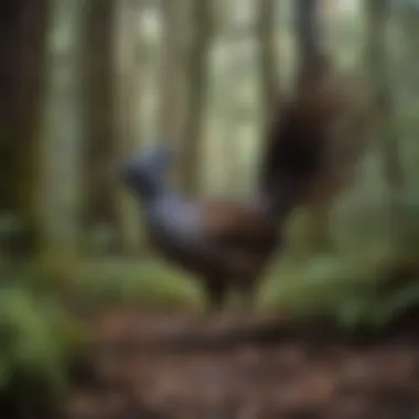 A lyrebird in motion, mimicking sounds of its environment