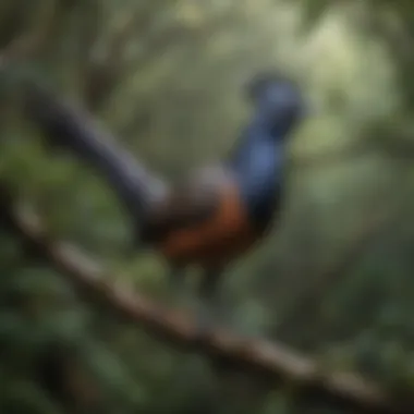 The Majestic Lyrebird in Its Natural Habitat A lyrebird perched on a tree branch showcasing its stunning plumage