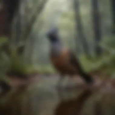 A serene landscape depicting the natural habitat of the lyrebird