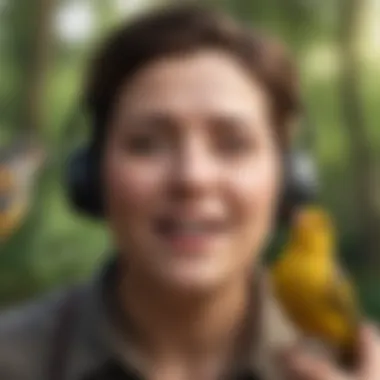 A joyful owner listening to their singing bird