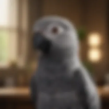 The Intelligent African Grey: Master of Mimicry An African Grey parrot perched gracefully, illustrating its intelligence and speaking prowess.