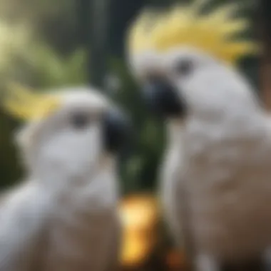 Charming Cockatoo interacting with its owner, expressing its vocal talents