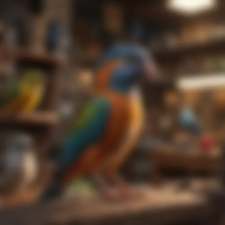 A colorful array of birds in a Chennai pet shop showcasing diverse avian species.