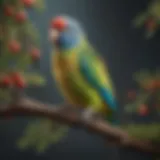 A vibrant parakeet perched on a branch, showcasing its colorful plumage