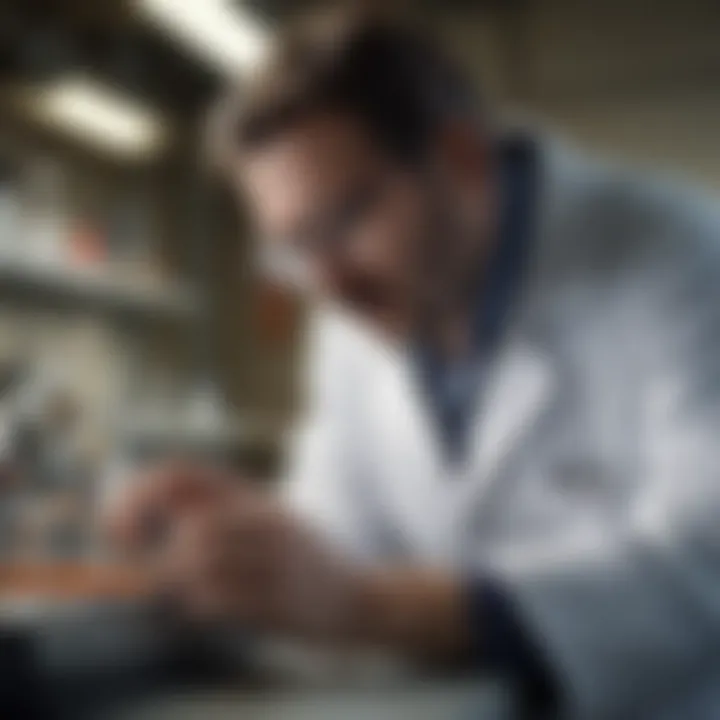 A scientist analyzing virus samples in a laboratory setting