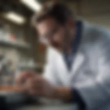 Laboratory Virus Analysis A scientist analyzing virus samples in a laboratory setting
