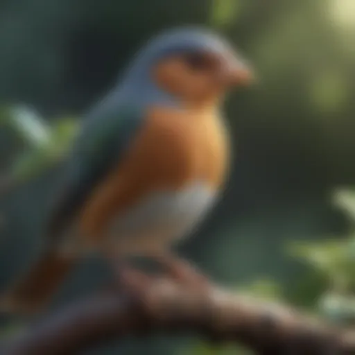 A close-up of a healthy pet bird perched on a branch