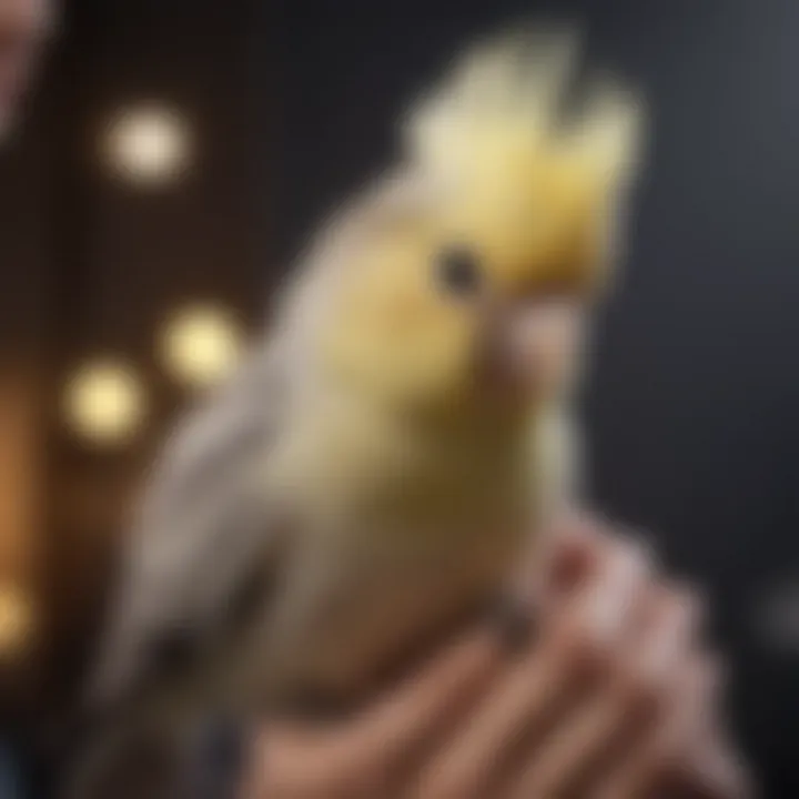 Cockatiel engaging with its owner