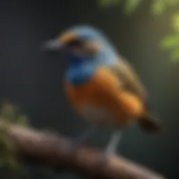 A vibrant miner bird perched on a branch